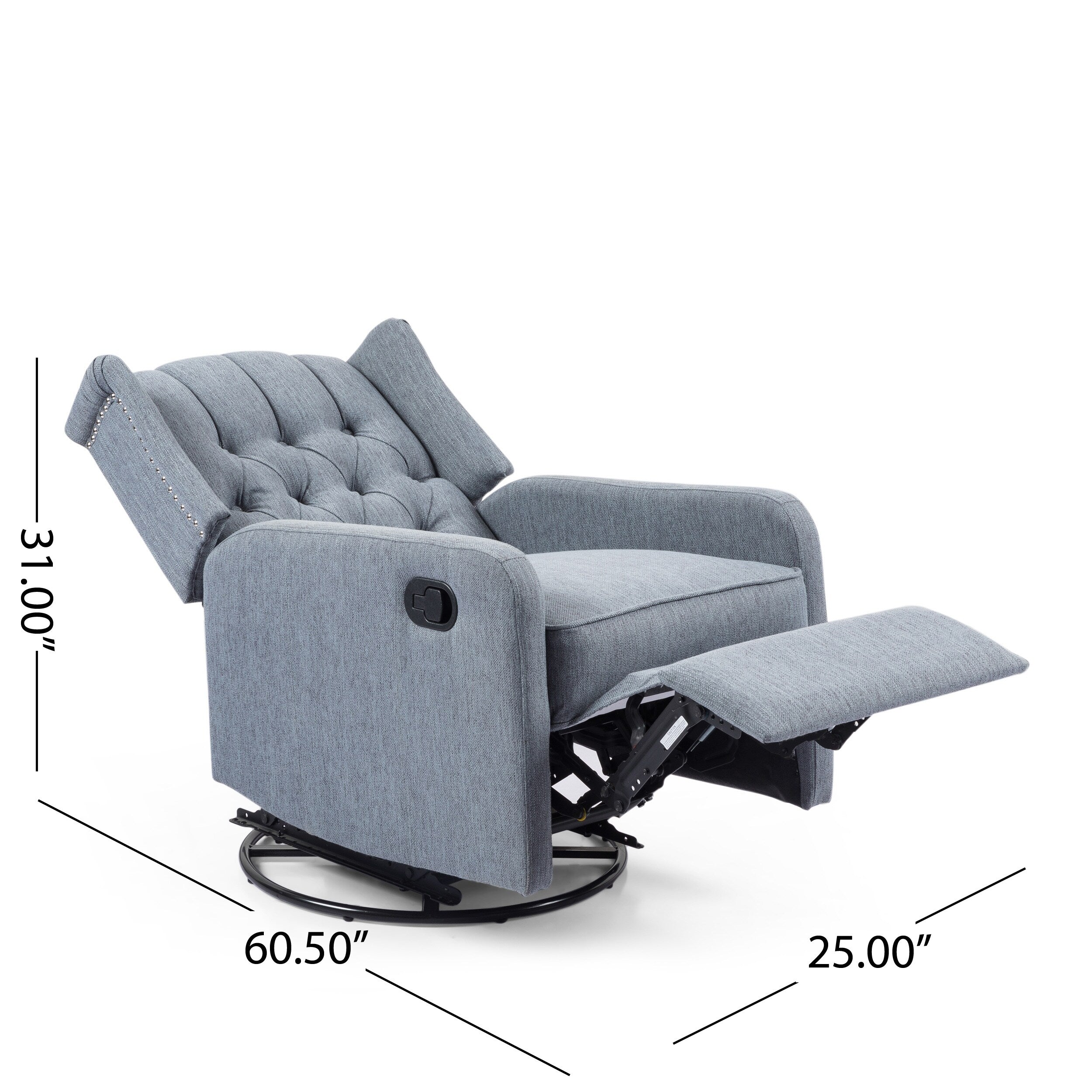 Fauteuil inclinable manuel au design classique de Roomfitters, pivotant à 360 degrés, idéal pour le salon
