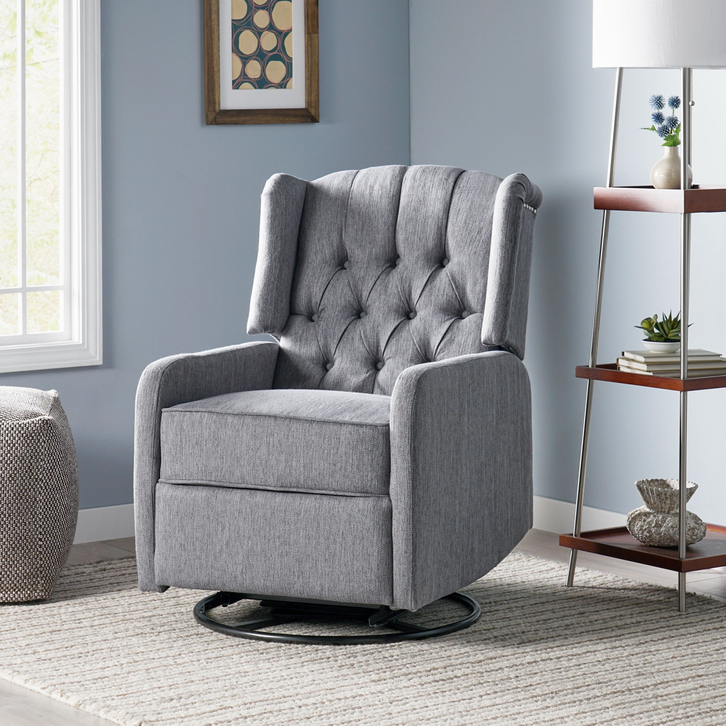 Fauteuil inclinable manuel au design classique de Roomfitters, pivotant à 360 degrés, idéal pour le salon