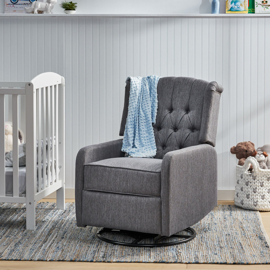 Fauteuil inclinable manuel au design classique de Roomfitters, pivotant à 360 degrés, idéal pour le salon