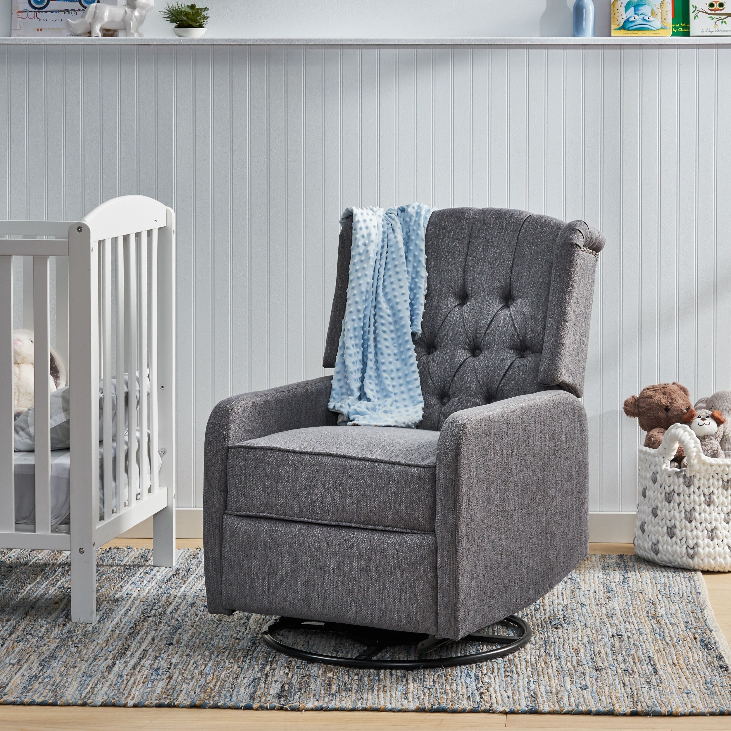 Fauteuil inclinable manuel au design classique de Roomfitters, pivotant à 360 degrés, idéal pour le salon