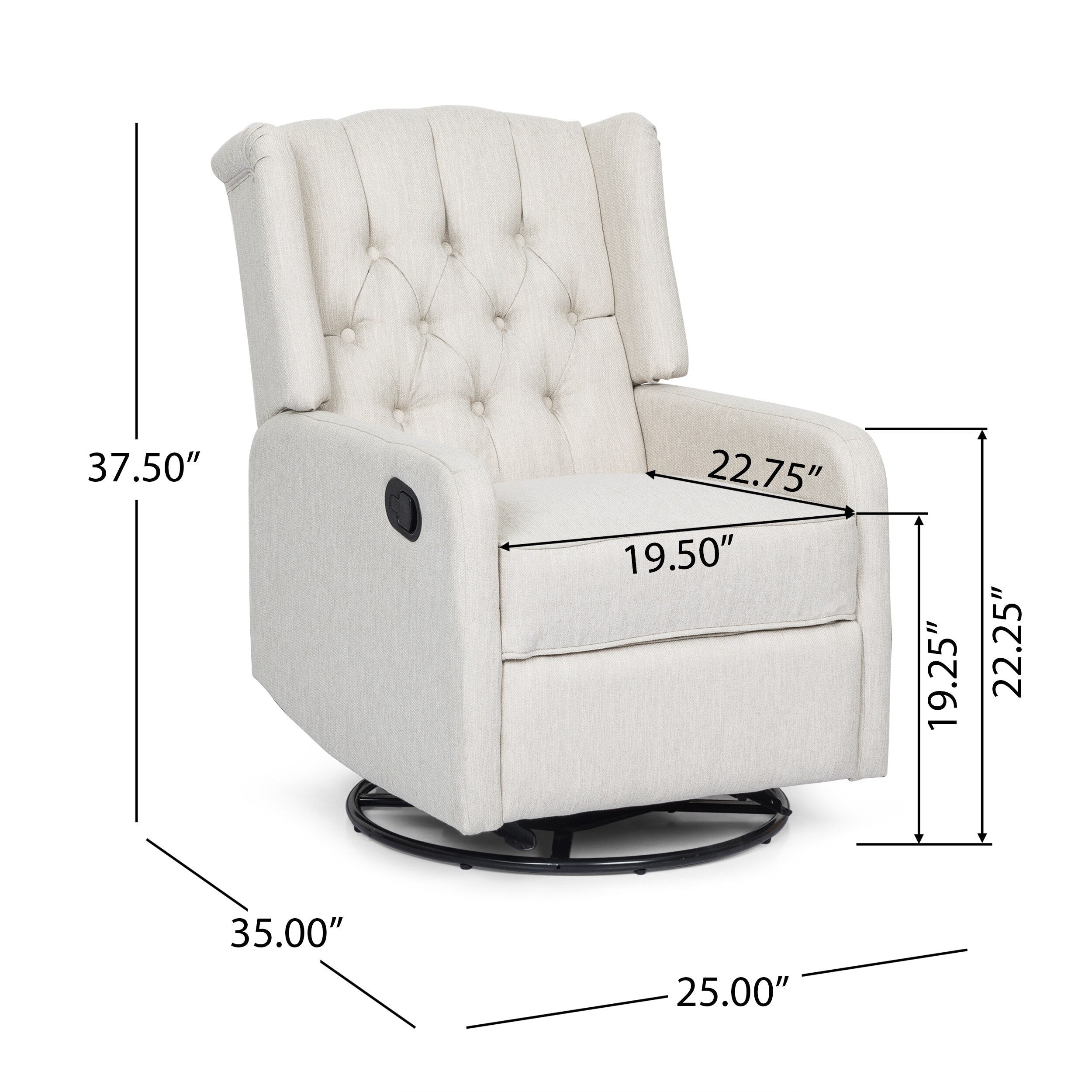 Fauteuil inclinable manuel au design classique de Roomfitters, pivotant à 360 degrés, idéal pour le salon