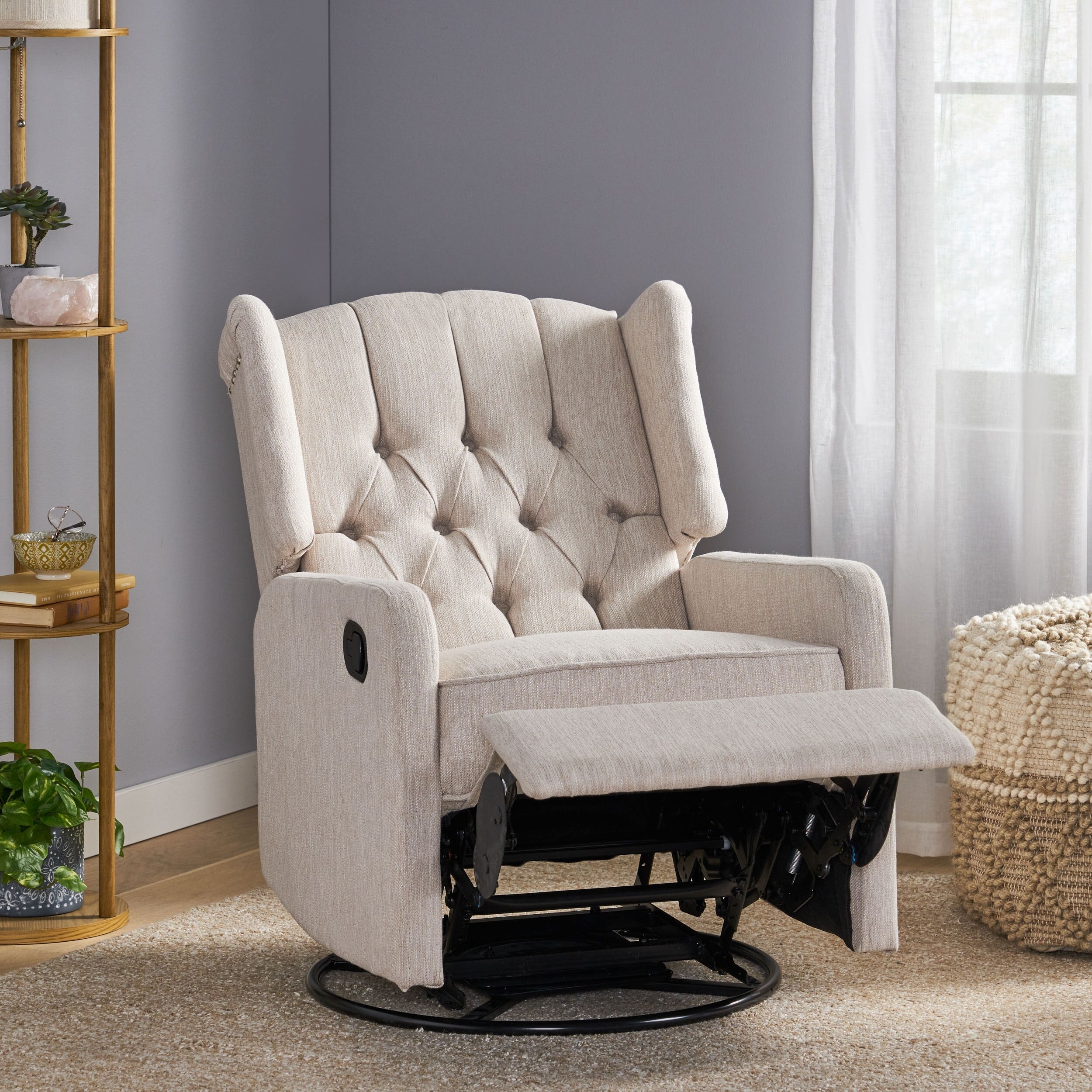 Fauteuil inclinable manuel au design classique de Roomfitters, pivotant à 360 degrés, idéal pour le salon