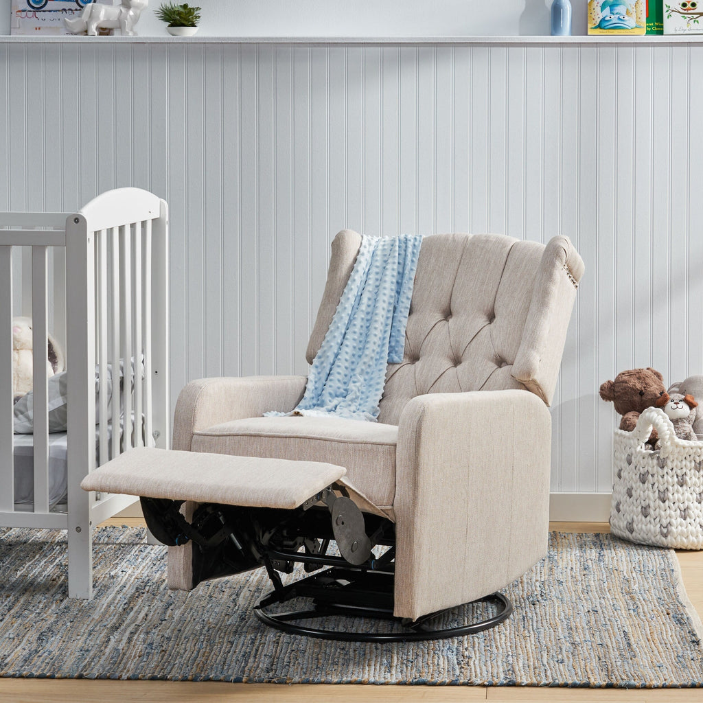 Fauteuil inclinable manuel au design classique de Roomfitters, pivotant à 360 degrés, idéal pour le salon