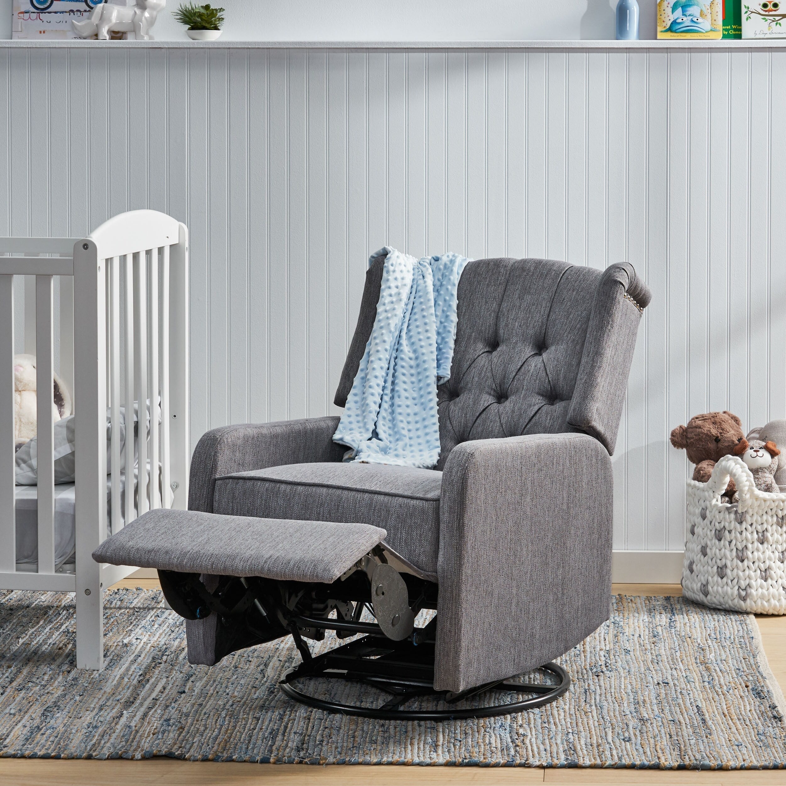 Fauteuil inclinable manuel au design classique de Roomfitters, pivotant à 360 degrés, idéal pour le salon