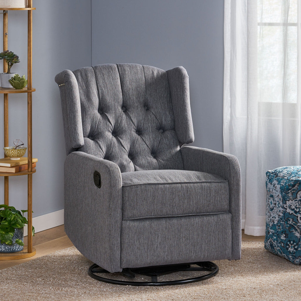 Fauteuil inclinable manuel au design classique de Roomfitters, pivotant à 360 degrés, idéal pour le salon