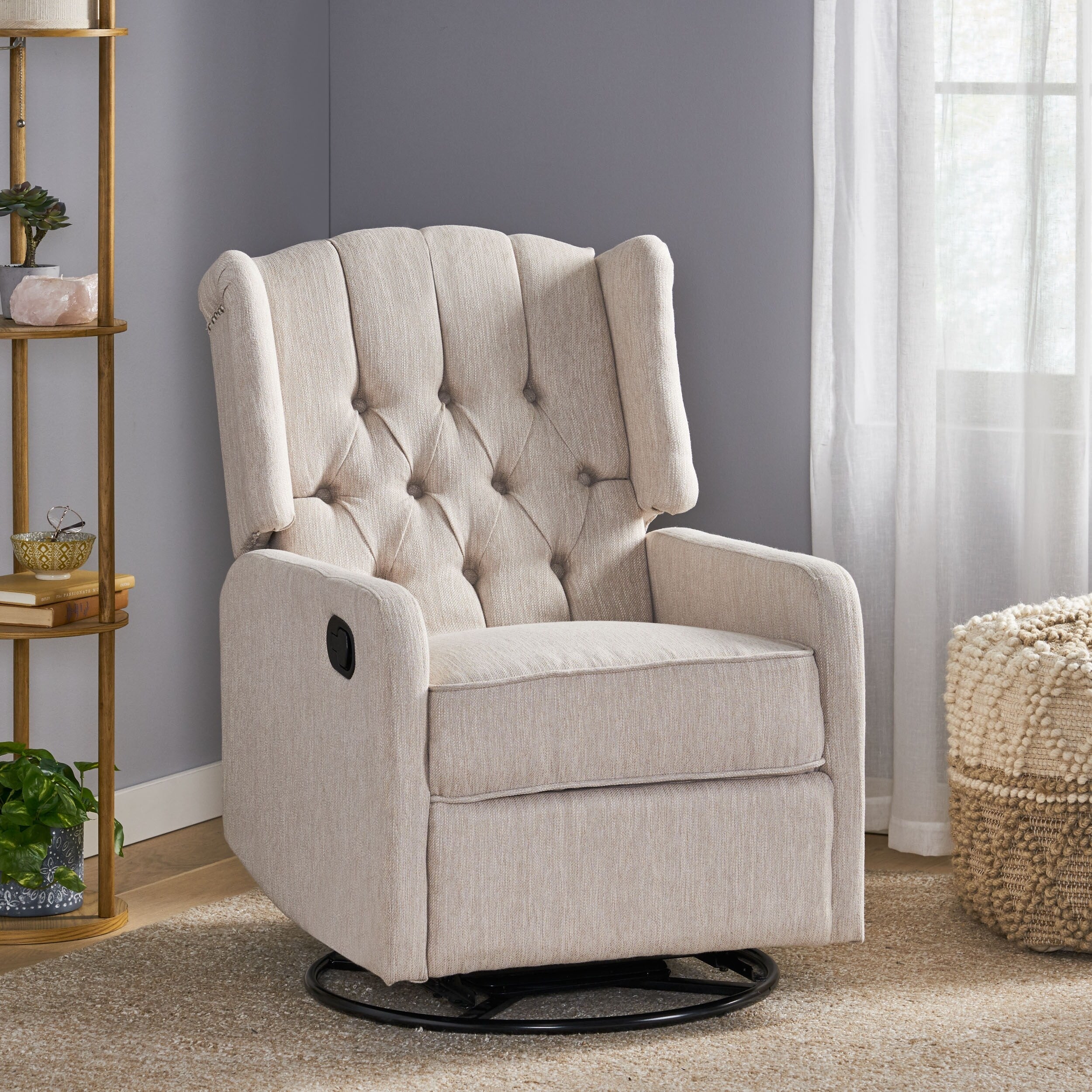 Fauteuil inclinable manuel au design classique de Roomfitters, pivotant à 360 degrés, idéal pour le salon