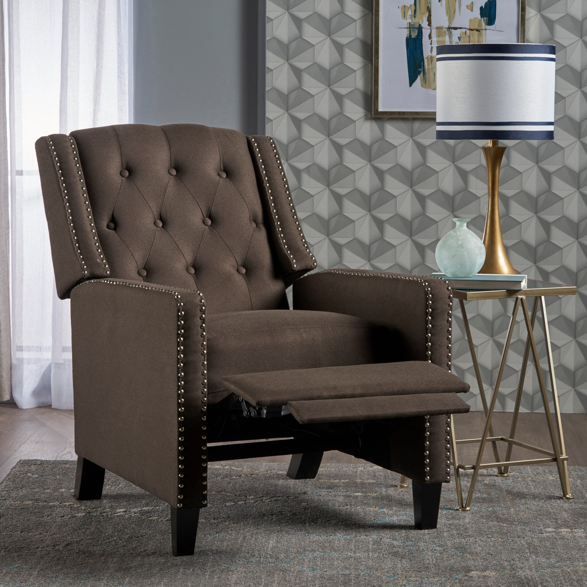 Fauteuil inclinable classique en tissu Roomfitters, élégant et confortable pour salon et chambre à coucher