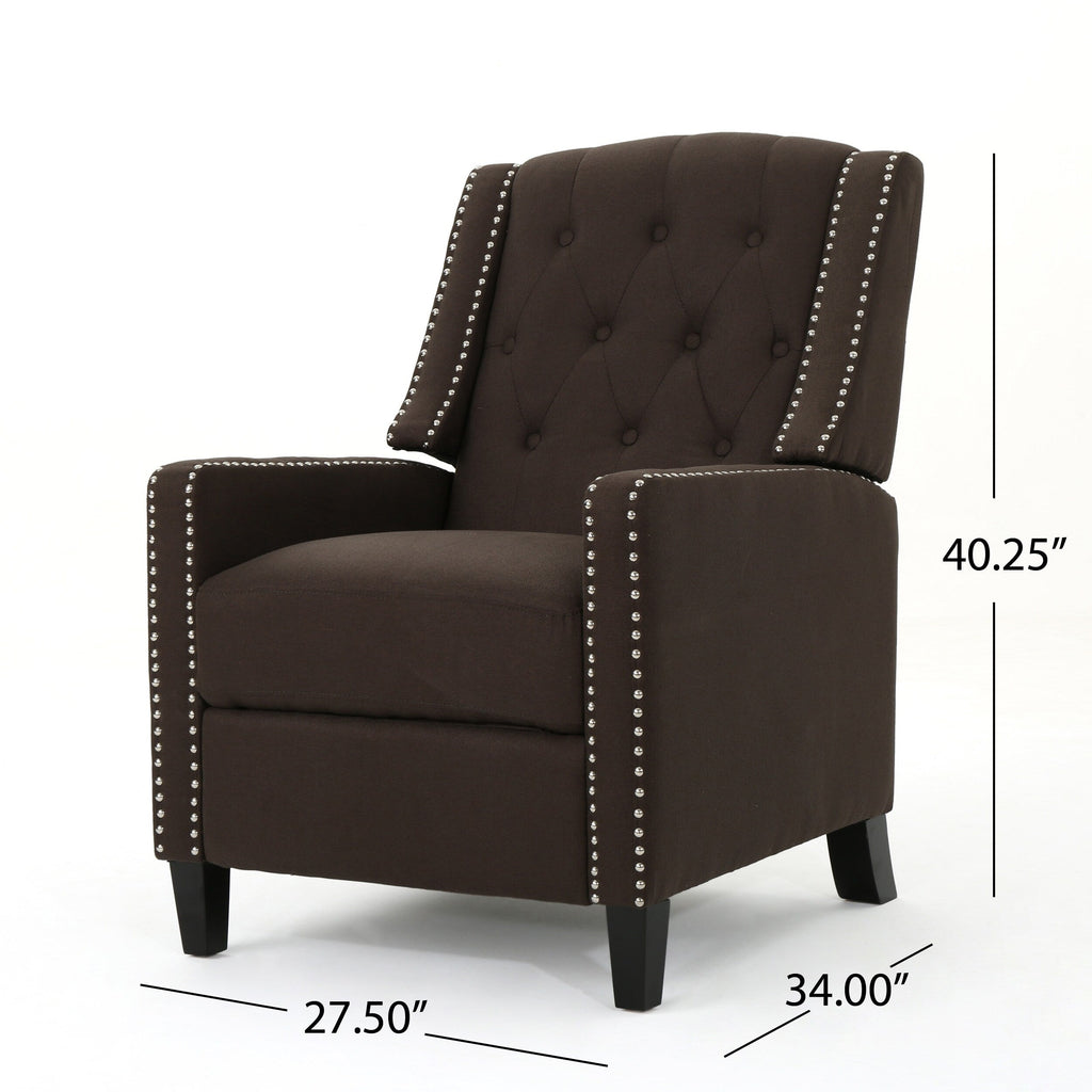 Fauteuil inclinable classique en tissu Roomfitters, élégant et confortable pour salon et chambre à coucher