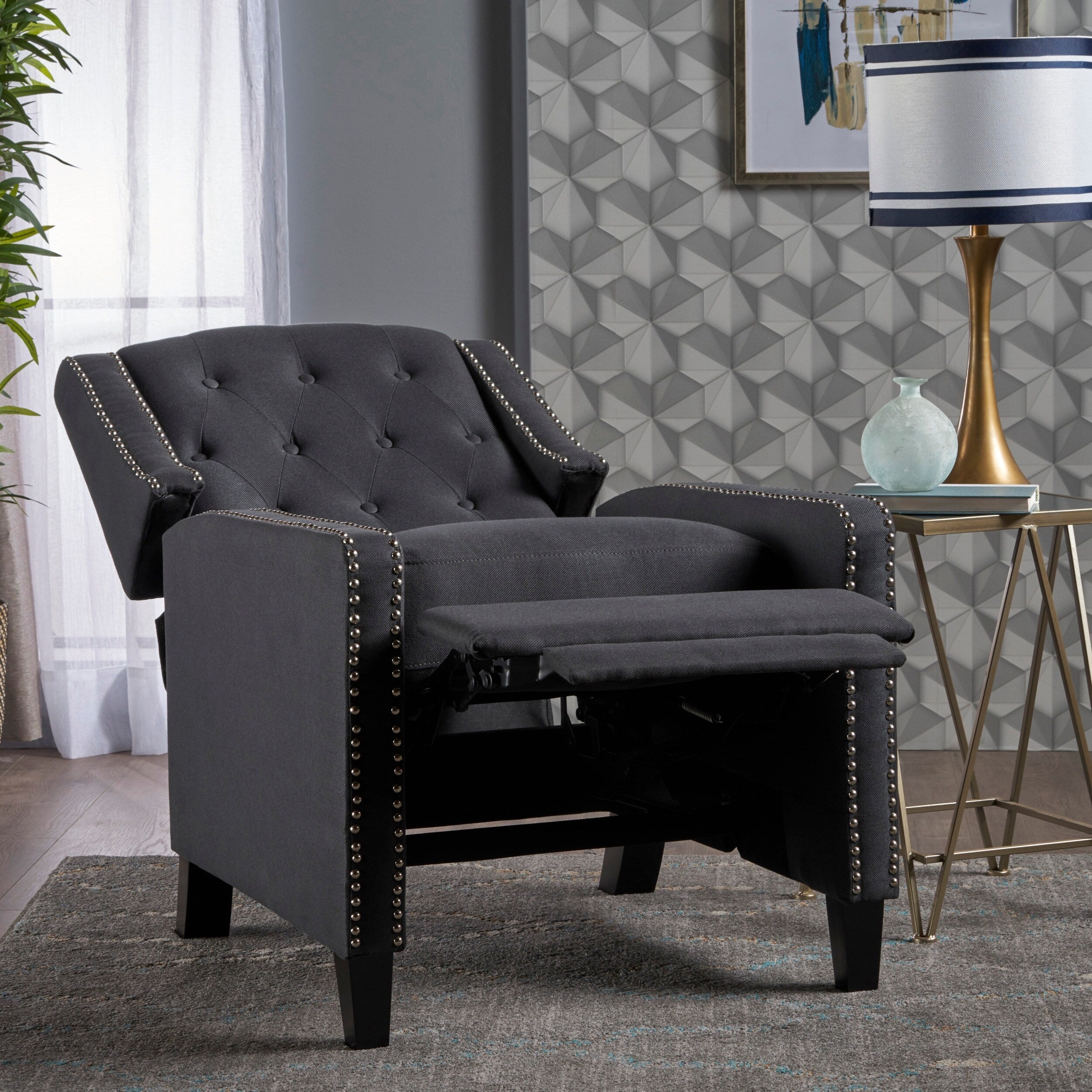 Fauteuil inclinable classique en tissu Roomfitters, élégant et confortable pour salon et chambre à coucher