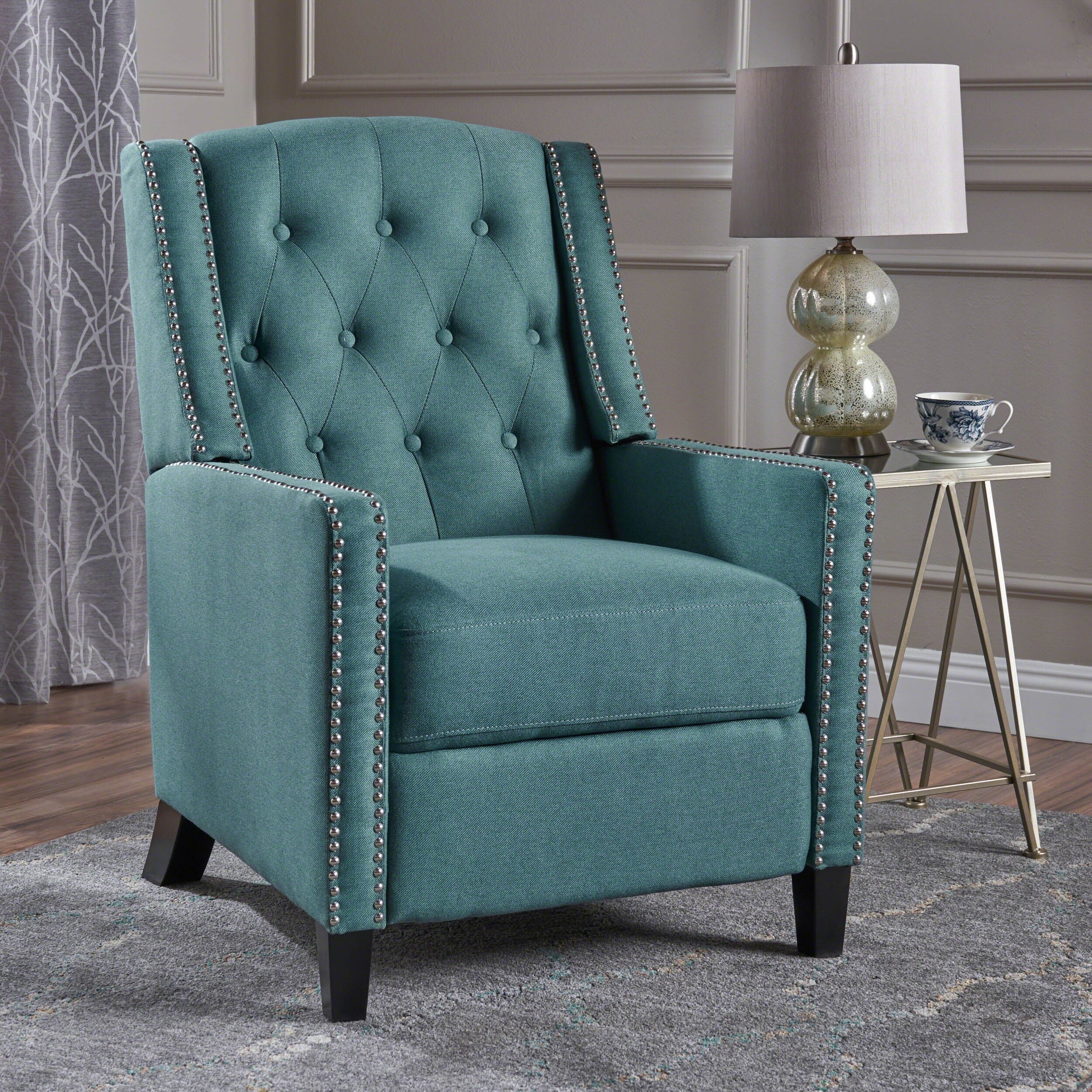 Fauteuil inclinable classique en tissu Roomfitters, élégant et confortable pour salon et chambre à coucher