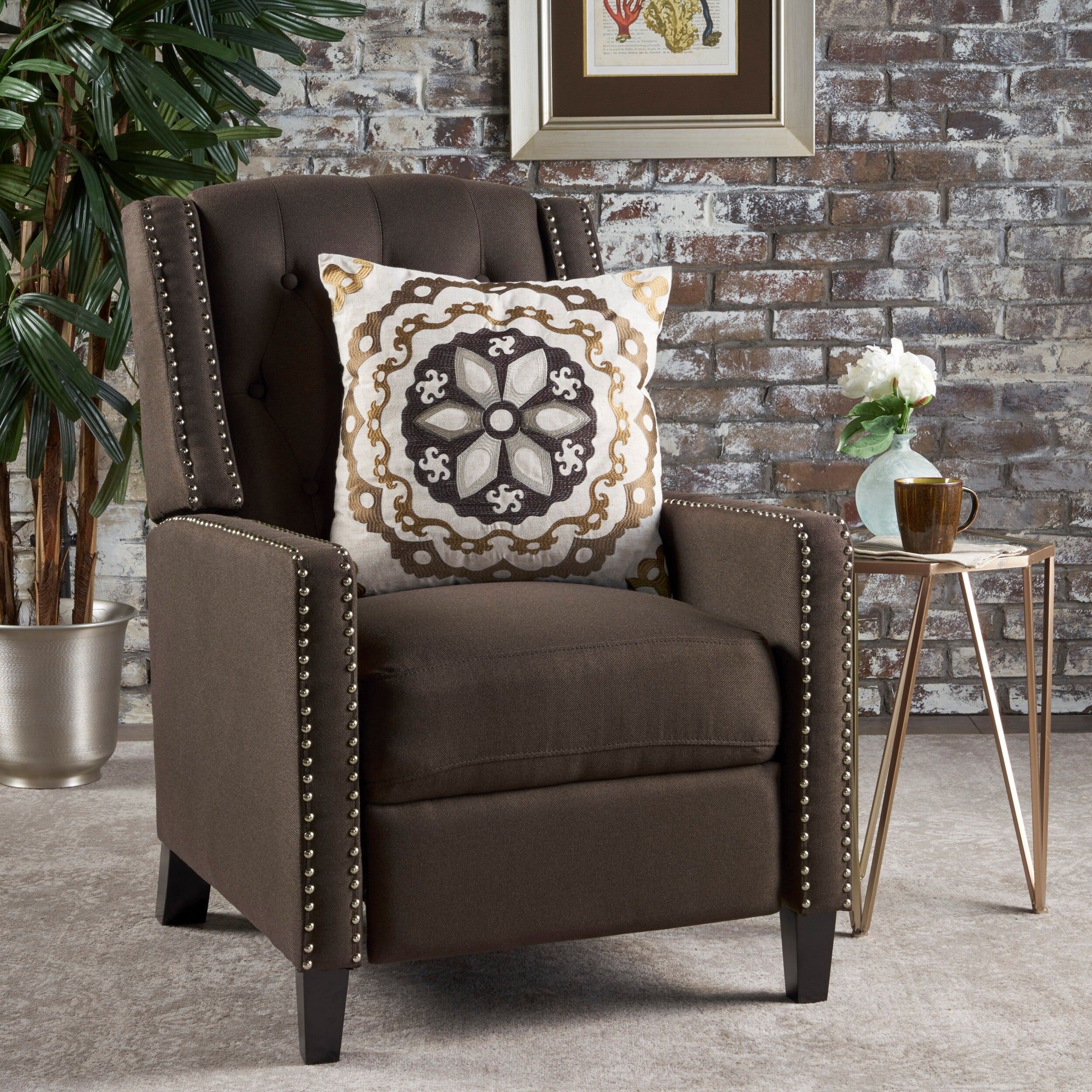 Fauteuil inclinable classique en tissu Roomfitters, élégant et confortable pour salon et chambre à coucher