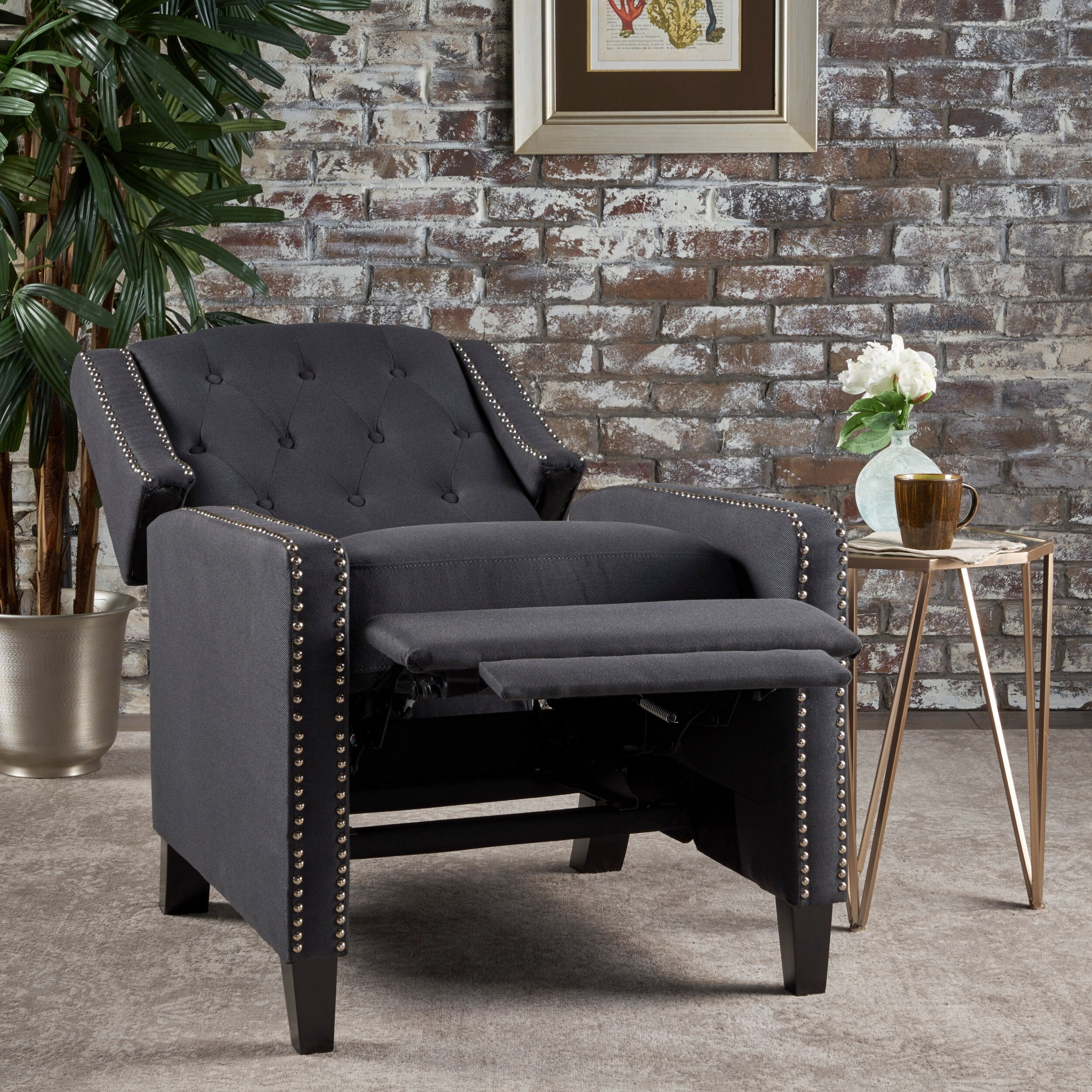 Fauteuil inclinable classique en tissu Roomfitters, élégant et confortable pour salon et chambre à coucher