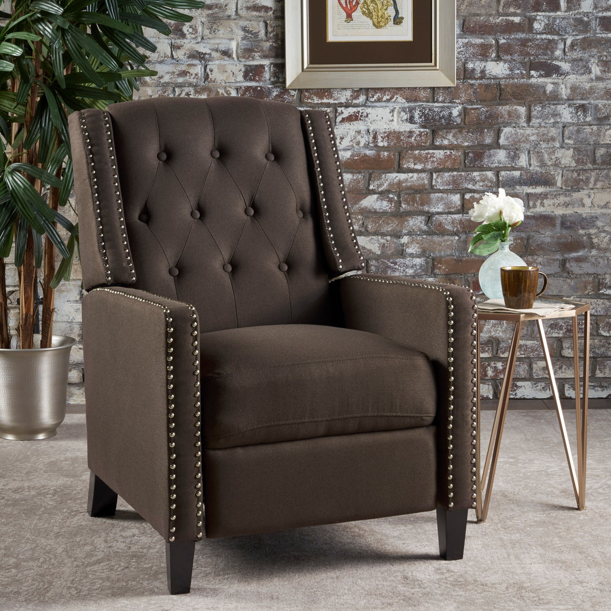 Fauteuil inclinable classique en tissu Roomfitters, élégant et confortable pour salon et chambre à coucher