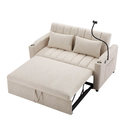 Canapé-lit convertible Roomfitters avec ports USB, poches latérales, porte-gobelets et support de téléphone pivotant pour le salon