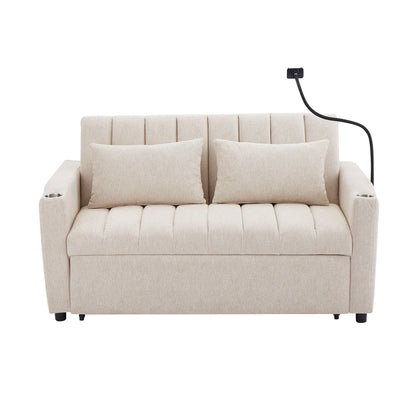 Canapé-lit convertible Roomfitters avec ports USB, poches latérales, porte-gobelets et support de téléphone pivotant pour le salon