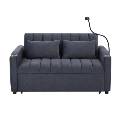Canapé-lit convertible Roomfitters avec ports USB, poches latérales, porte-gobelets et support de téléphone pivotant pour le salon