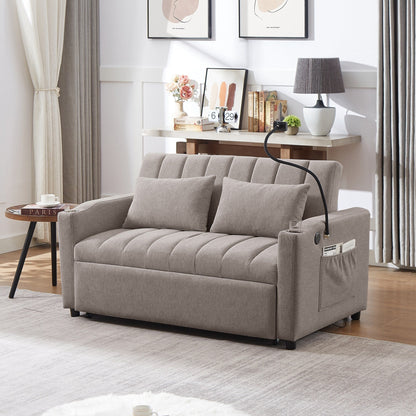 Canapé-lit convertible Roomfitters avec ports USB, poches latérales, porte-gobelets et support de téléphone pivotant pour le salon