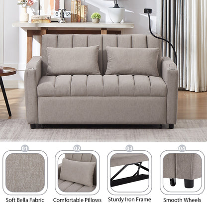 Canapé-lit convertible Roomfitters avec ports USB, poches latérales, porte-gobelets et support de téléphone pivotant pour le salon