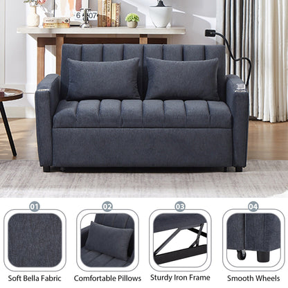Canapé-lit convertible Roomfitters avec ports USB, poches latérales, porte-gobelets et support de téléphone pivotant pour le salon