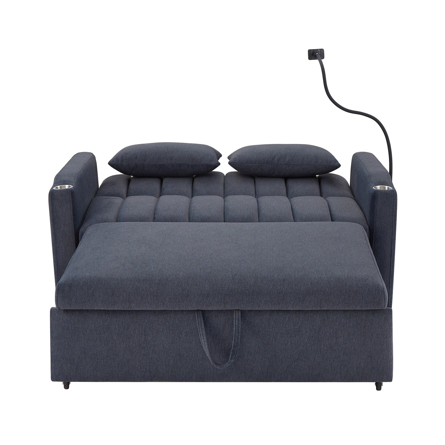Canapé-lit convertible Roomfitters avec ports USB, poches latérales, porte-gobelets et support de téléphone pivotant pour le salon
