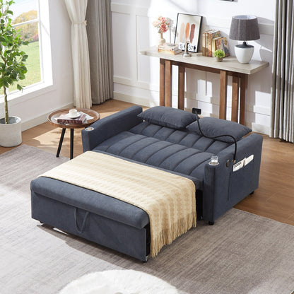 Canapé-lit convertible Roomfitters avec ports USB, poches latérales, porte-gobelets et support de téléphone pivotant pour le salon