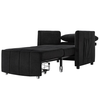Canapé-lit convertible Roomfitters avec lit gigogne, dossier réglable en 5 positions, poches latérales et panier de rangement