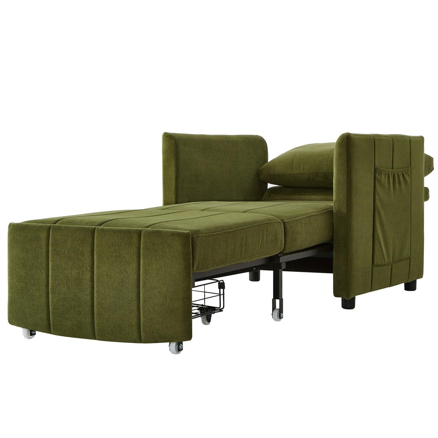 Canapé-lit convertible Roomfitters avec lit gigogne, dossier réglable en 5 positions, poches latérales et panier de rangement