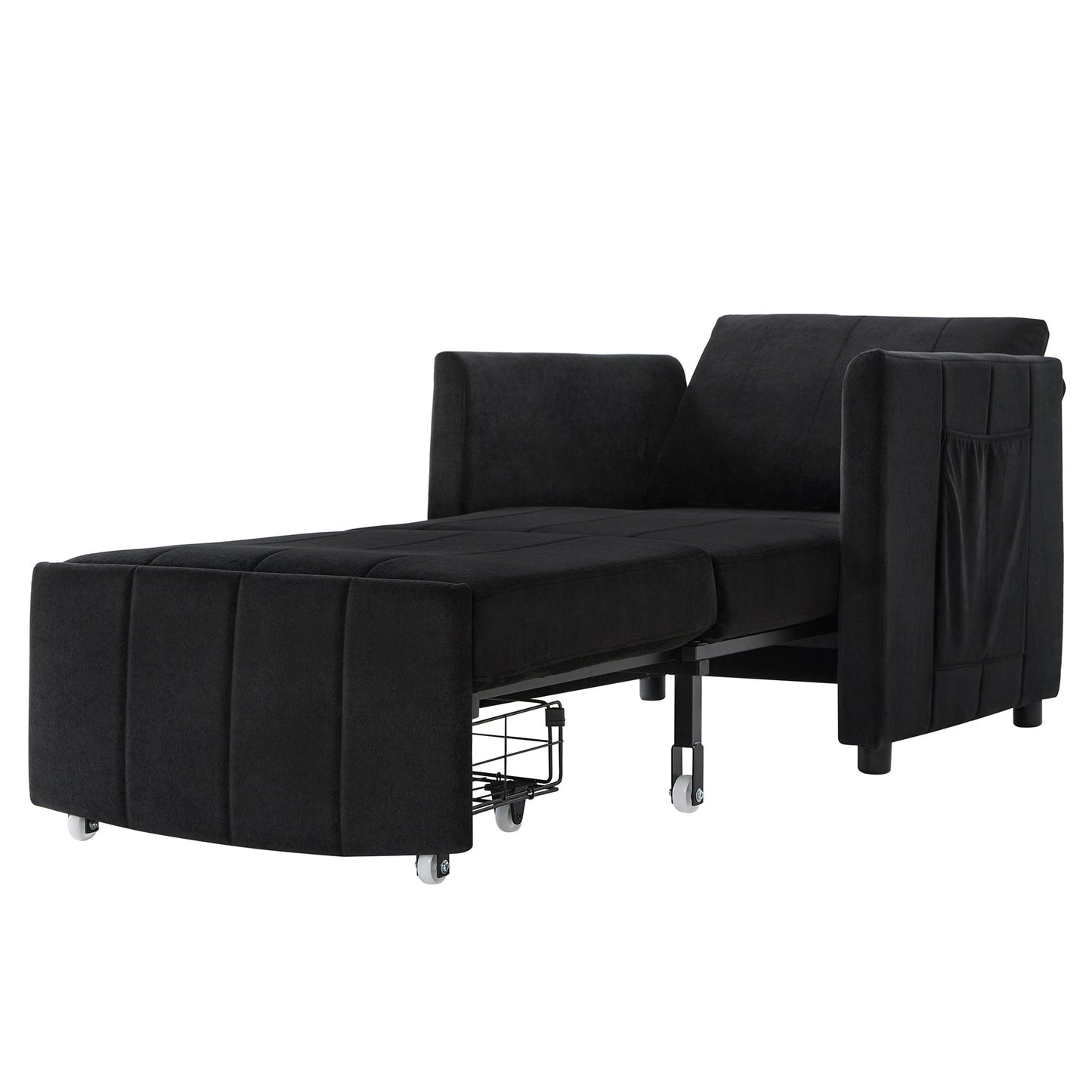 Canapé-lit convertible Roomfitters avec lit gigogne, dossier réglable en 5 positions, poches latérales et panier de rangement