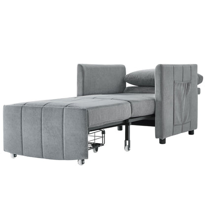 Canapé-lit convertible Roomfitters avec lit gigogne, dossier réglable en 5 positions, poches latérales et panier de rangement
