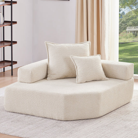 Cadre d'angle Roomfitters pour canapé modulaire en U, canapé de sol rembourré en mousse Boucle, beige