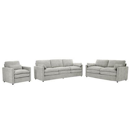 Ensemble de canapés rembourrés 3 pièces Cozy Cloud avec coussins doubles en peluche pour le salon