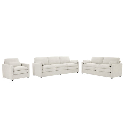 Ensemble de canapés rembourrés 3 pièces Cozy Cloud avec coussins doubles en peluche pour le salon
