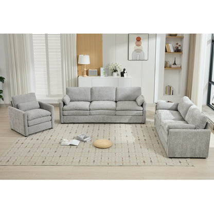 Ensemble de canapés rembourrés 3 pièces Cozy Cloud avec coussins doubles en peluche pour le salon