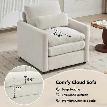 Ensemble de canapés rembourrés 3 pièces Cozy Cloud avec coussins doubles en peluche pour le salon