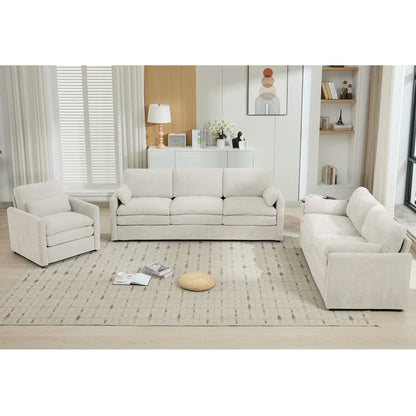 Ensemble de canapés rembourrés 3 pièces Cozy Cloud avec coussins doubles en peluche pour le salon
