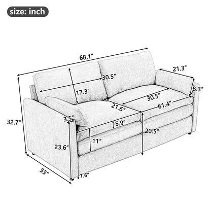 Canapé causeuse surdimensionné et confortable de Roomfitters, avec coussin double moelleux, pour le salon, gris clair