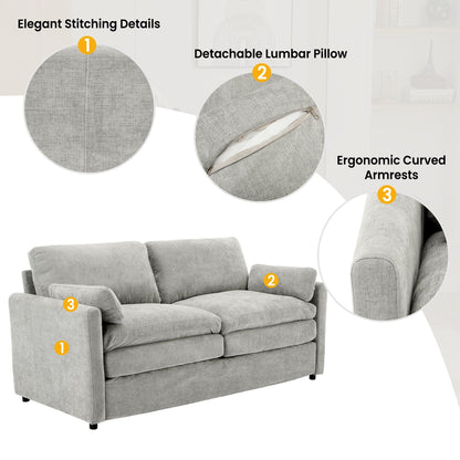 Canapé causeuse surdimensionné et confortable de Roomfitters, avec coussin double moelleux, pour le salon, gris clair