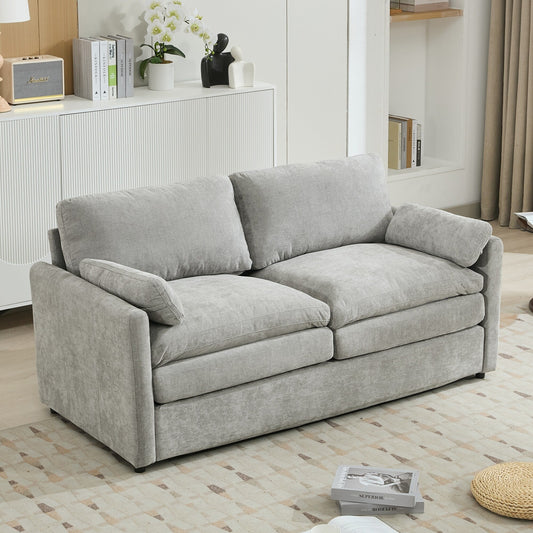 Canapé causeuse surdimensionné et confortable de Roomfitters, avec coussin double moelleux, pour le salon, gris clair