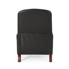 Fauteuil inclinable en cuir synthétique marron foncé avec rivets, confortable et inclinable pour le salon.