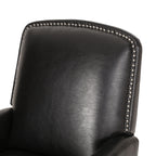 Fauteuil inclinable en cuir synthétique marron foncé avec rivets, confortable et inclinable pour le salon.