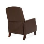 Fauteuil inclinable en cuir synthétique marron foncé avec rivets, confortable et inclinable pour le salon.