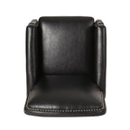 Fauteuil inclinable en cuir synthétique marron foncé avec rivets, confortable et inclinable pour le salon.