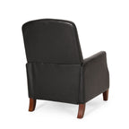 Fauteuil inclinable en cuir synthétique marron foncé avec rivets, confortable et inclinable pour le salon.
