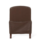 Fauteuil inclinable en cuir synthétique marron foncé avec rivets, confortable et inclinable pour le salon.