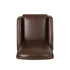 Fauteuil inclinable en cuir synthétique marron foncé avec rivets, confortable et inclinable pour le salon.