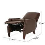 Fauteuil inclinable en cuir synthétique marron foncé avec rivets, confortable et inclinable pour le salon.
