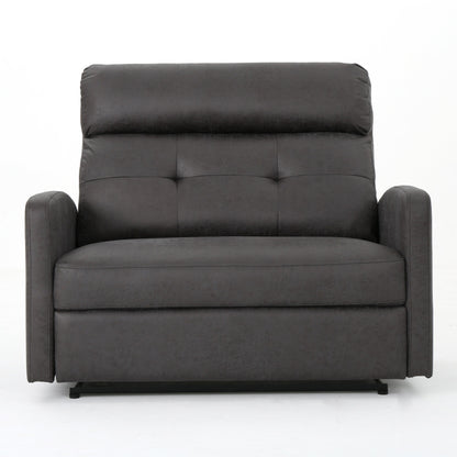 Canapé inclinable double Roomfitters avec dossier capitonné et accoudoirs coussinés, fauteuil de canapé en similicuir à dossier rabattable