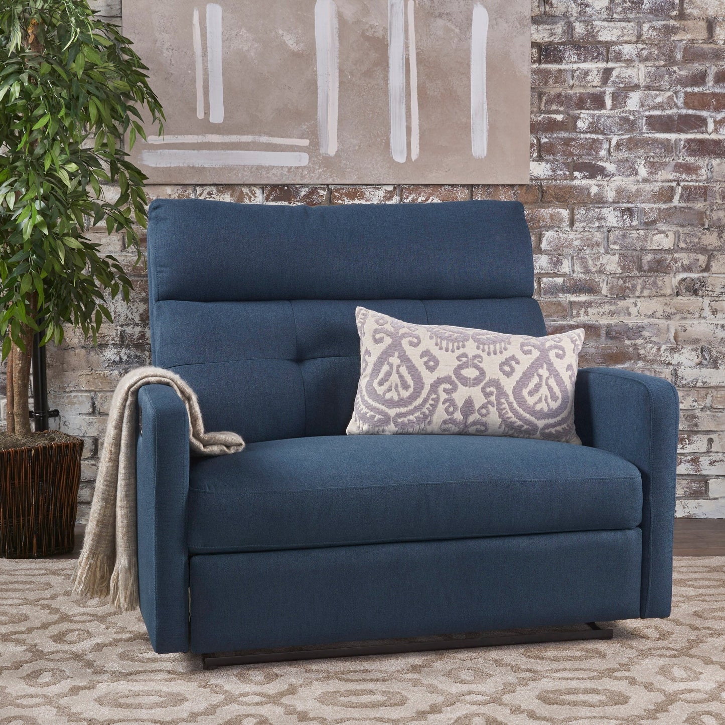 Canapé inclinable double Roomfitters avec dossier capitonné et accoudoirs coussinés, fauteuil de canapé en similicuir à dossier rabattable