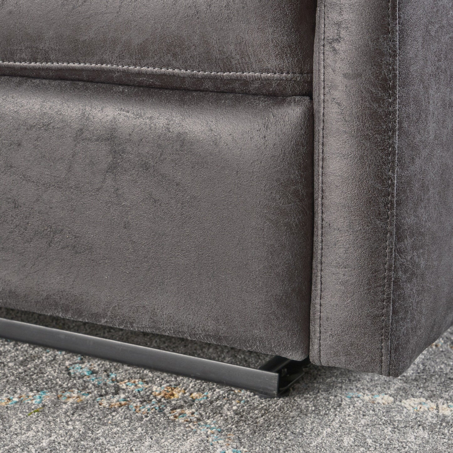 Canapé inclinable double Roomfitters avec dossier capitonné et accoudoirs coussinés, fauteuil de canapé en similicuir à dossier rabattable