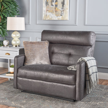 Canapé inclinable double Roomfitters avec dossier capitonné et accoudoirs coussinés, fauteuil de canapé en similicuir à dossier rabattable